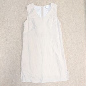 Papillon Blanc Gorgeous Linen Cream Colored Midi Dress With Tie Size Large